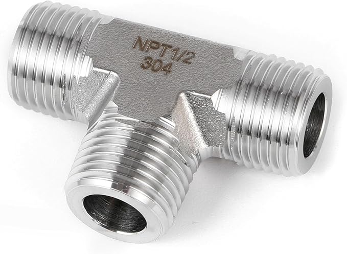2 piece,NPT1/2Male - NPT1/2Male - NP1/2Male tee, 3WayConnector, Fabricate of 304 Stainless Steel.