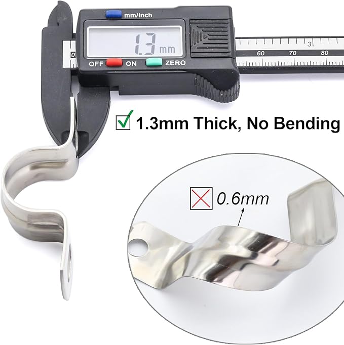 20 pcs 3/8" Conduit Clamps 304 SS Heavy Duty U-tube Clamp 2-holes Pipe Bracket, Universal Clamp for Cylindrical Components - Fits OD 10 mm (Approx. 3/8") | 20 pcs
