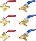 6-Pack Foskan Brass PEX-A Expansion Drop Ear Full Port Ball Valve, 1/2" Shut-off Valve for Hot and Cold Water Distribution(Blue and Red)