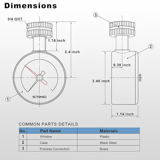 0 to 200 Psi Water Pressure Test Gauge with Red Max Pointer, 2.5 inch Dial Size, 3/4 inch Female Garden Hose Thread, Black Steel Case, Inspector for Home Hose Bib, House Water Tube, Spigot