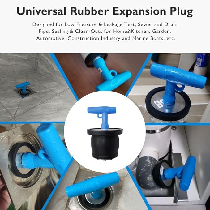 Mechanical Test, Seal, Cleanout Pipe Plug, 1-3/4 to 2-1/4 in Anti-Return Pipeline Winterizing Pool Plug - Marine Boat Handle Drain Plug with Galvanized Screw and Nut for Pipe Sink Pool, 2PCS