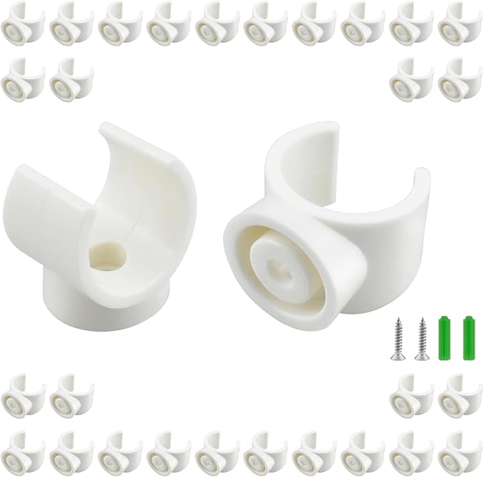 SDTC Tech 30 Pack 3/4 Inch PEX Pipe Clamp Clip, 20 mm U Hook PEX Tubing Clamps Hangers PVC Water Pipe Support Holder Bracket Socket, White Plastic Clips Hangers (Fasteners Included)