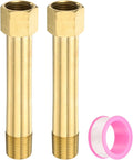 PATIKIL 3/8" g Male x 3/8" g Female Brass Pipe Fitting, Nipple Brass Fitting Extension Pipe Fittings Adapter Connection with Tape 4 Inch / 100mm Length