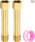 PATIKIL 2 Pack 3/8" g Male x 3/8" g Female Brass Pipe Fittings, Nipple Brass Fitting Extension Pipe Fittings Adapter Connection with Tape 4 Inch / 100mm Length