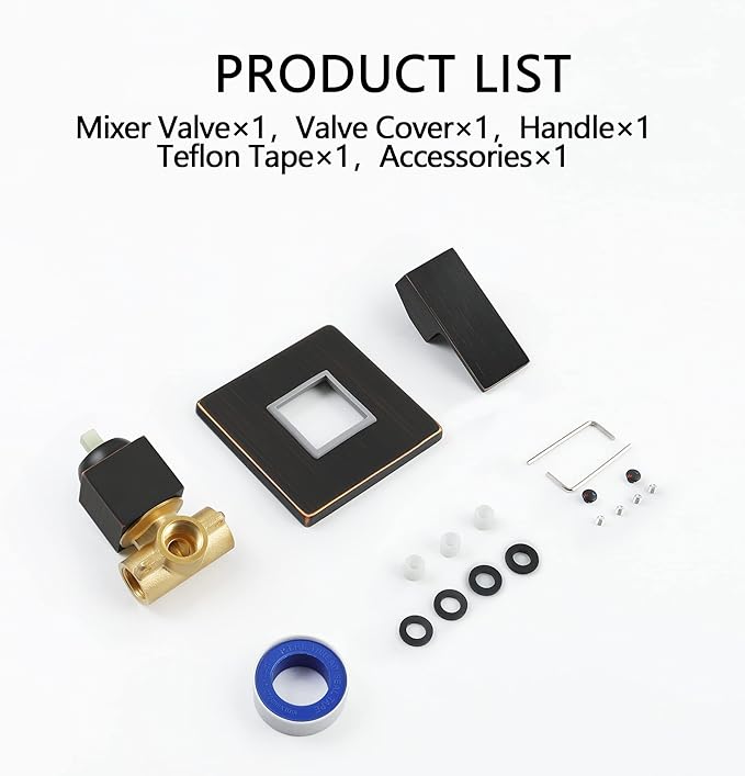 SKOWLL Single Function Shower Handle Valve Trim Kit, Wall Mount Tub Control Valves, Rough-In Single Handle Oil Rubbed Bronze Shower Valve