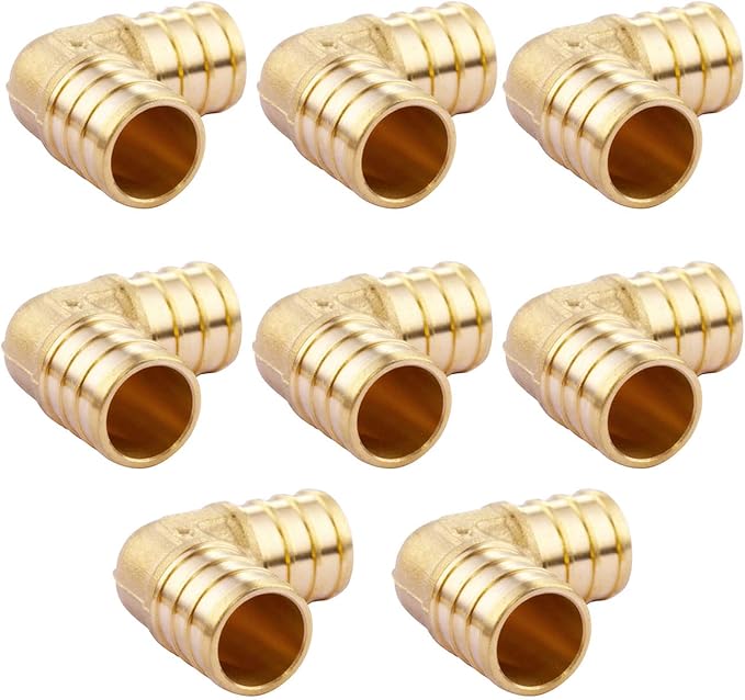 3/4 inch PEX 90 Degree Elbow 3/4" (pack of 8) Lead-Free Brass Barb Crimp Pipe Fitting/Fittings