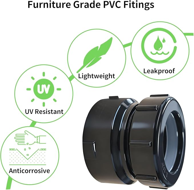Lesso 2PCS 1-1/2" Hub x 1-1/4" Slip ABS P-Trap Adapter for kitchen sink drain kit
