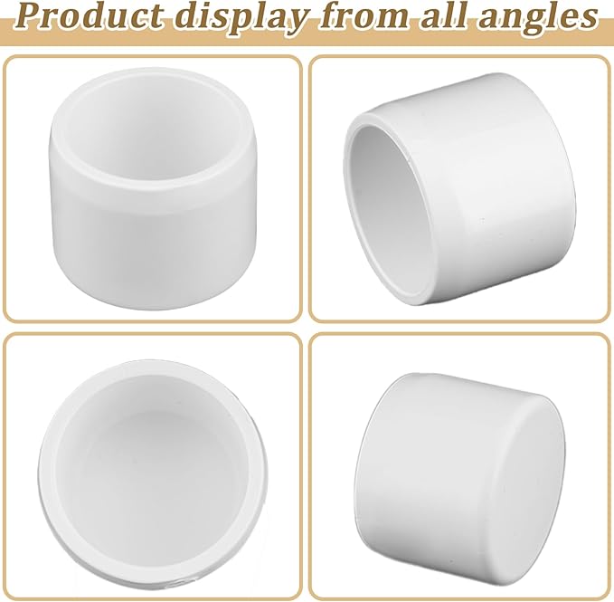 20-Pack 1/2" End Cap PVC Fittings, Furniture Grade Pipe Fittings End Cap for SCH40 PVC Pipe, Pipe Connectors for All DIY Structure and Frames