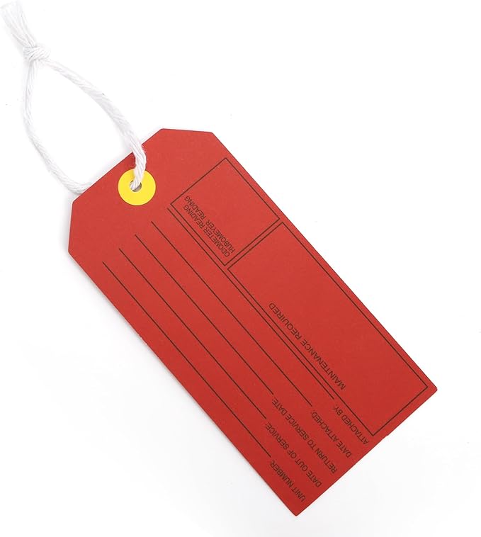 Frcctre 500 Pcs Red Out of Service Tags with String, 4-3/4 x 2-3/8 Inches Bulk Maintenance Required Tags Equipment Repair Required Labels for Machine Equipment Inspection Maintenance