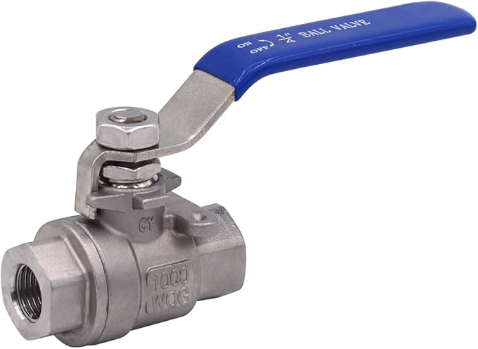 DERNORD Ball Valve Stainless Steel 304 3/8" NPT Heavy Duty for Water, Oil, and Gas with Blue Locking Handles (Pack of 2)