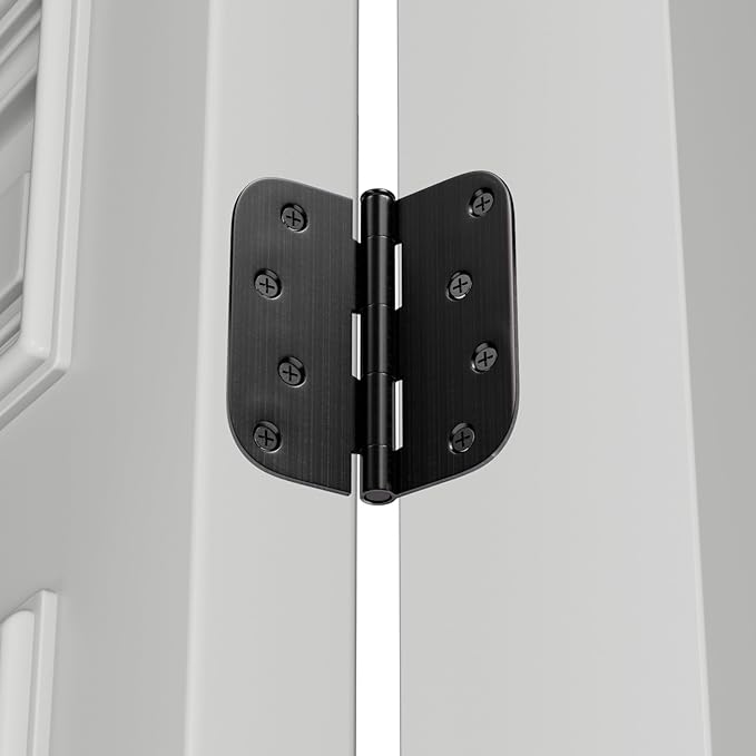 3 Pack goldenwarm 4 inch Oil Rubbed Bronze Door Hinges Exterior Door Hinges - Residential Hinges for Interior and Exterior Doors, 5/8" Radius Corners, Iron