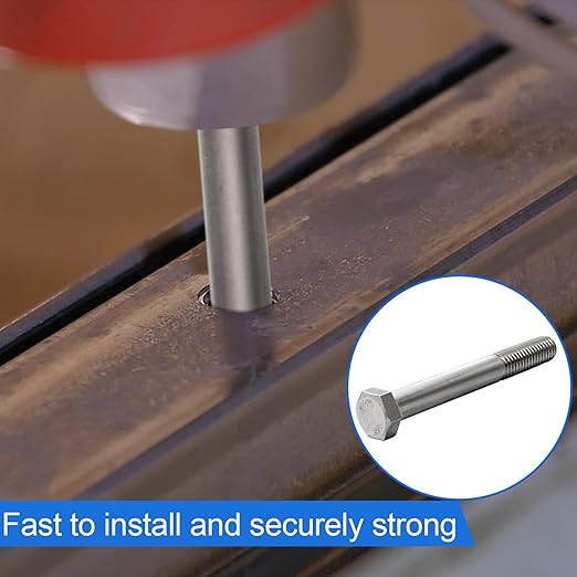 15 Pack 1/2-13 x 4'' Hex Head Cap Screw Bolt 304 Stainless Steel Half Thread External Hex Drive Screw Bolt Fastener for Wet Outdoor Metal Framing Concrete Reinforcement Railing Trellises