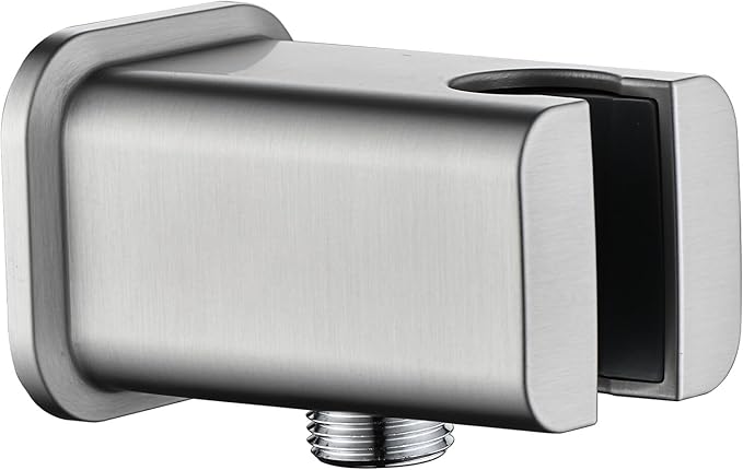 BRIGHT SHOWERS Wall Supply Elbow with Shower Head Bracket for Handheld Shower Head, Brass Core Wall Mounted Water Outlet, G1/2 Connector, Brushed Nickel