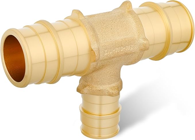 (Pack of 10) WDAISY Pex A Full Flow Expansion Brass Fittings 3/4"x 3/4"x 1/2" Reducing Tee ONLY For Pex-A Tubing Connection, ASTM F1960,(PEX1960120)