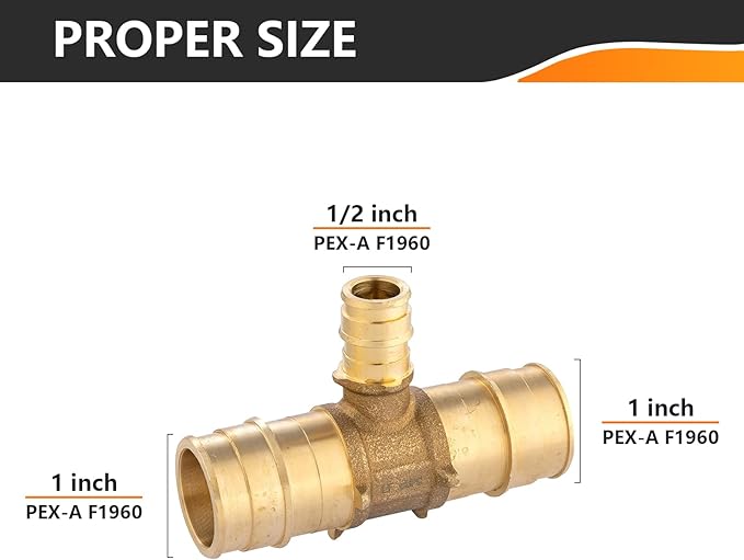 2-Pack HeSun PEX-A Fitting, 1"x1"x1/2" Expansion Tee, PEX Expansion Fitting Tee, ASTM F1960(PEX1960049)
