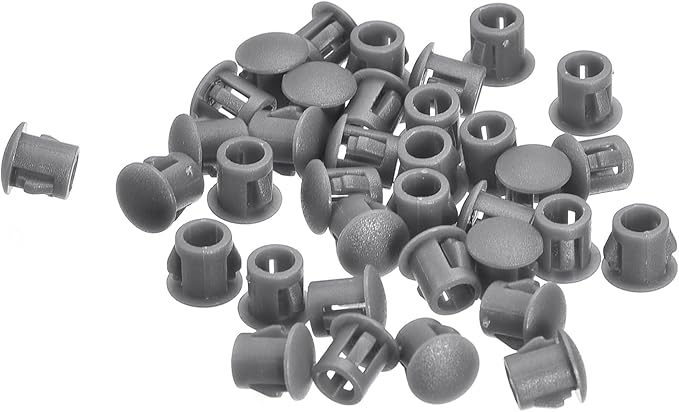 uxcell 6mm(15/64") Plastic Hole Plugs, 36Pcs Flush Type Panel Round Snap in Fastener Knockout Locking Plugs for Furniture Insert End Caps Panels, Grey