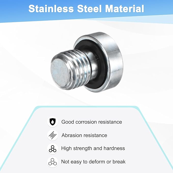 4-Pack M8x1mm Inner Hex Head Pipe Fitting Plug, Carbon Steel Sensor Socket Plug with Seal O-Ring for Terminate Pipe Ends/High Pressure Washer, Sealing Screw
