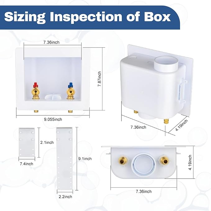 10-Pack GUOFIS Washing Machine Outlet Box,1/2 Inch PEX-A Expansion Inlet x 3/4 Inch MHT Outlet, Laundry Washer Box(Center Drain)