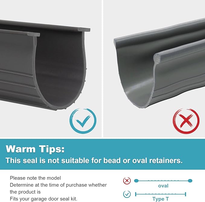 3" Garage Door Bottom Seal Weatherstrip in Grey - 1/4" T Style - All Widths (20' Wide Door)