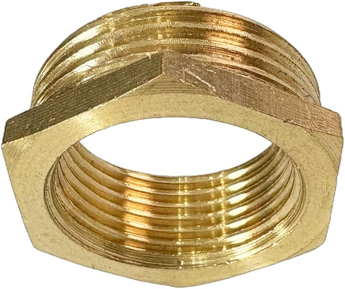 1" NPT Male x 3/4" NPT Female Brass Reducer Hex Bushing Threaded Pipe Fitting Reducing Adapter Pack of 2