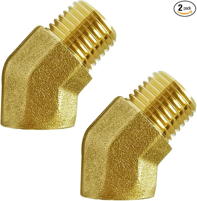 Joywayus 2PCS Brass 45 Degrees Elbow Pipe Fittings 1/4"NPT Male to 1/4"NPT Female Brass Fittings