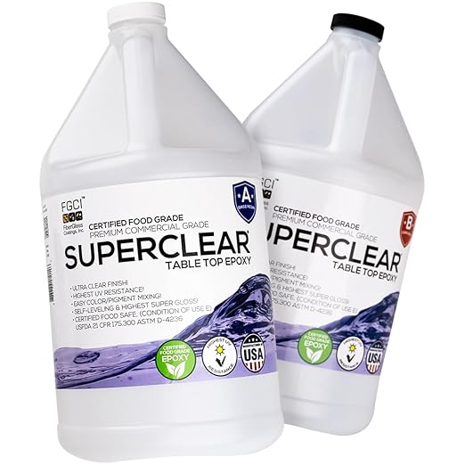 Table Top Epoxy Resin Superclear 2 Gallon | 256 oz Kit, Anti-Yellow Highest UV Impact Resistance, Food Safe Epoxy, Crystal Clear Gloss, Bubble Free, Bar & Surface Coat, Tumblers, Wood, DIY