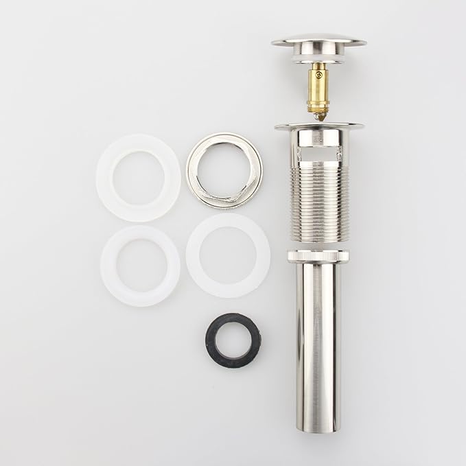 Brushed Nickel Pop Up Sink Drain with Overflow, Bathroom Faucet Vessel Sink Drain Stopper