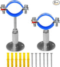 Wall Mount Ceiling Mount Pipe Supports,Adjustable Pipe Clamps、Hangers、 Stainless Steel 304,2PCS Suitable for Pipe OD 48-51mm Adjustable Height 50-100mm