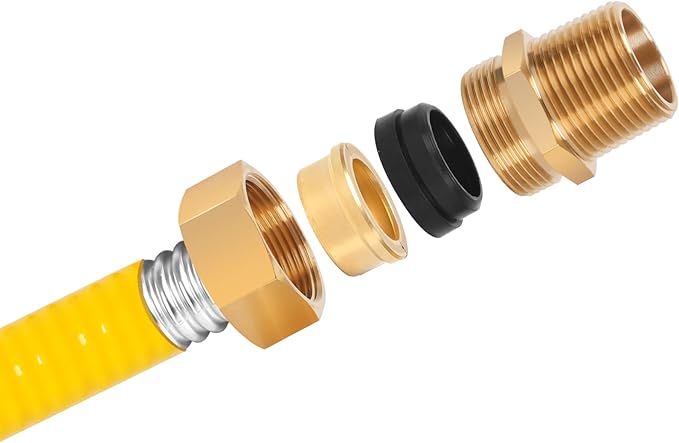 2 pcs 3/4'' Brass Pipe Fittings Metal Hex Nipple Brass Tone NPT Male Thread Pipe Adapter