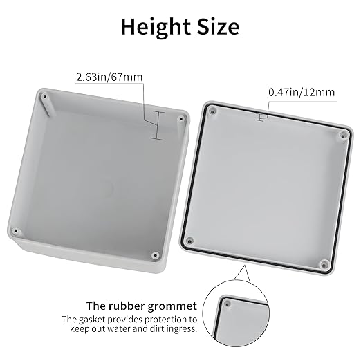 4 Pack 6" x 6" x 3" PVC Plastic Dustproof Waterproof Box IP65 Junction Boxes Project Junction Conduit Box for Electrical Outdoor Enclosure