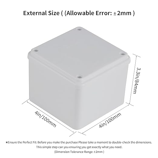 6 Pack 4" x 4" x 3" PVC Plastic Dustproof Waterproof Box IP65 Junction Boxes Project Junction Conduit Box for Electrical Outdoor Enclosure