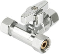 (Pack of 10) EFIELD 1/4-Turn Stop Tee Compression Stop Valve, 3/8" OD x 3/8" OD x 1/4" OD, Chrome Plated Brass, UPC Certified,(VALVE463-10PCS)