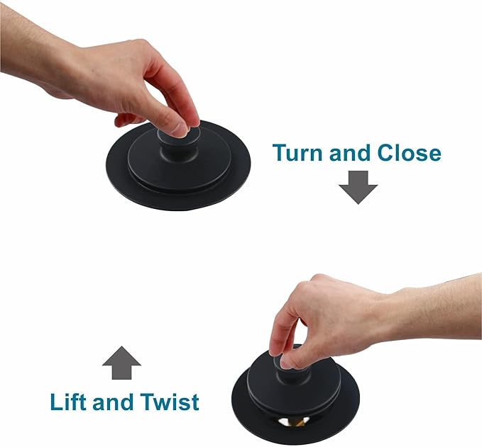 Matte Black Tub Drain and Overflow Kit with Single Hole Overflow Faceplate, Welsan Universal All Metal Lift & Turn Black Bathtub Drain Kit with Fine/Coarse Thread Conversion Twist Trim Kit Assembly