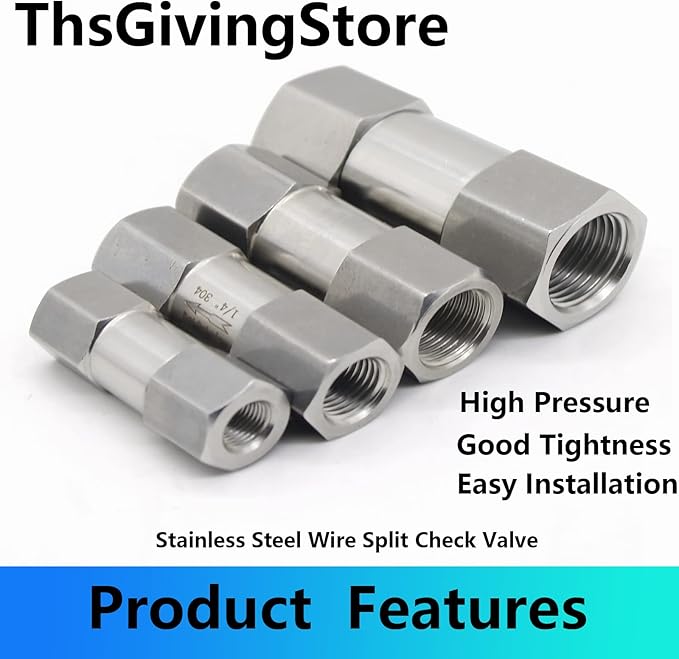 1/8 1/4 3/8 1/2 Inch G Female Thread 304 Stainless Steel Check Valve One Way Non-Return Valve for Water Oil Gas