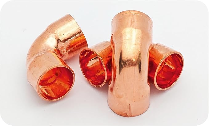 6Pcs 1/2 Inch ID 0.8mm Thick Pure Copper 90 Degree Elbow, Short Radius Pipe Fitting with Sweat Solder Connection for Plumbing HVAC Refrigeration System