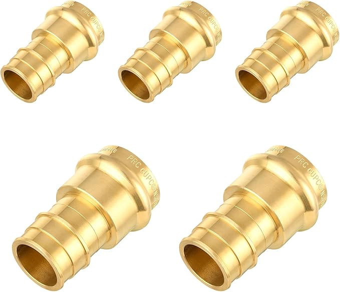 5-Pack HeSun Copper Press Fitting Adapter, 3/4" PRESS X 1" PEX-A Expansion F1960 Coupling, LF Brass