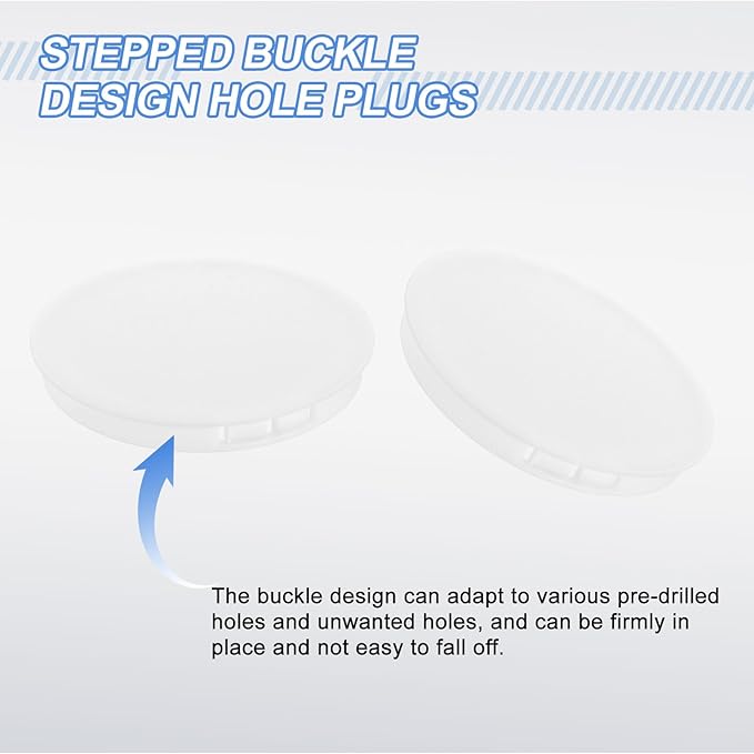 uxcell 4Pcs Plastic Hole Plugs, 80mm(3-18") Flush Type Panel Plugs, Round Snap Knockout Locking Plugs for Furniture Insert End Caps Panels, White