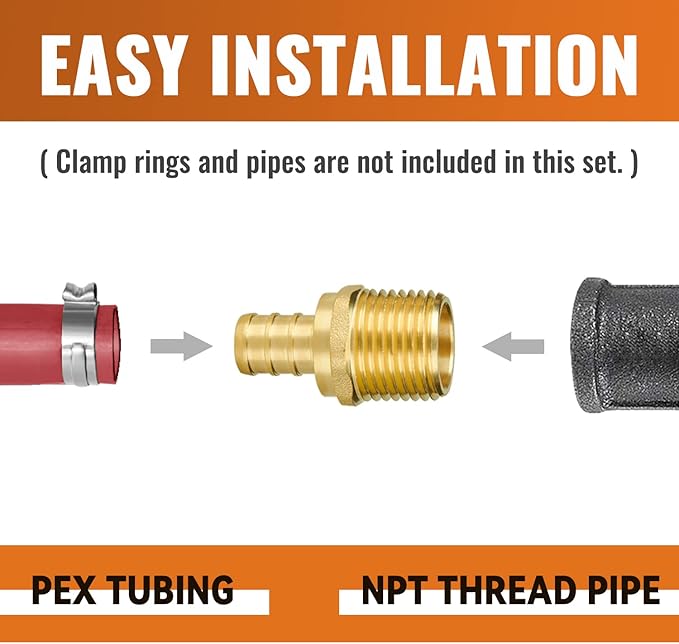 SUNGATOR 25-Pack 1/2" NPT to 1/2" PEX Male Adapter, No Lead Brass, NSF, UPC Certified