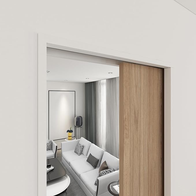 JUBEST 5.3FT Commercial Grade Pocket Door Hardware and Track Set, Sliding Door Hardware 60.7", Durable and Smoothly, Easy to Install