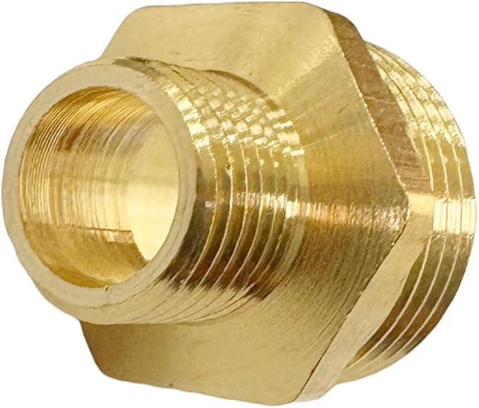 1/2" x 1/4" Male Threaded Hex Nipple Reducer Brass NPT Pipe Fitting Adapter Straight Connectors Pack of 5