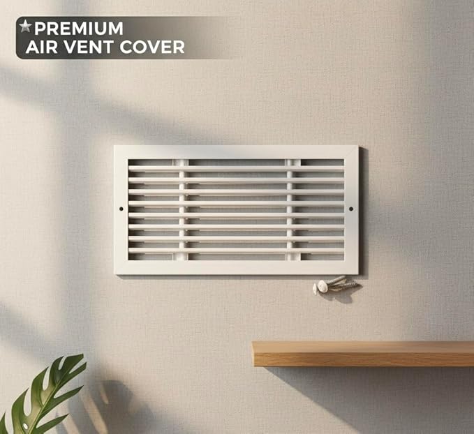 Premium 8" X 4" [Duct Opening] Linear Aluminum Bar Return Air Grille - White - White [Outer Dimensions: 10"W x 6"H] – for Ceiling, Wall Use- HVAC Vent Duct Cover Diffuser – [White]