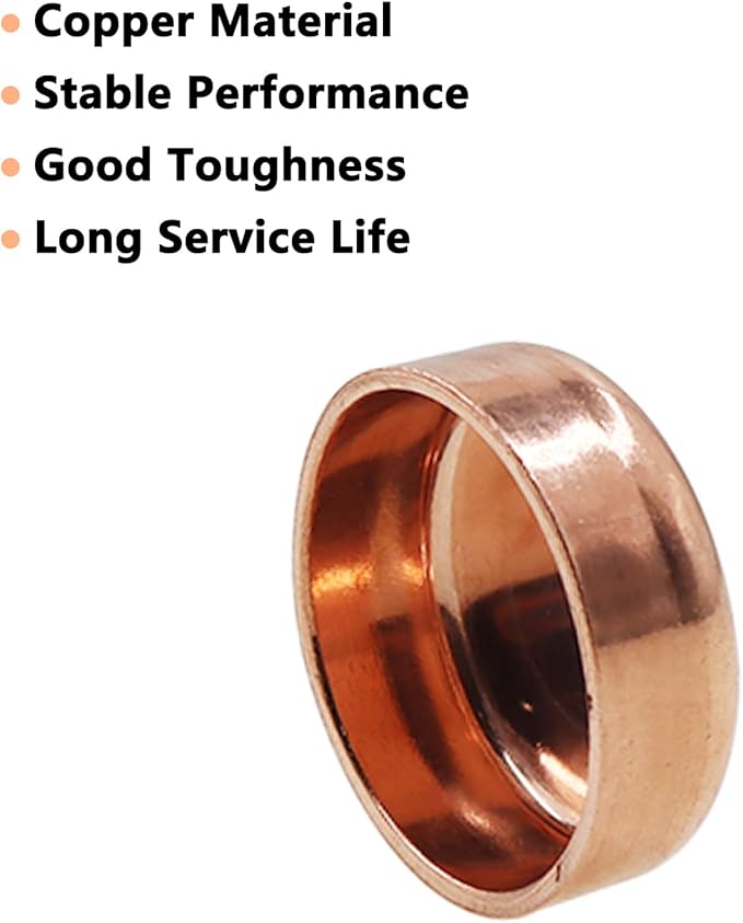 Copper Pipe Cap,TTZEZE Copper End Cap,Certified Safe Pressure Copper Cap Plug,Solid Sweat Solder Connection,Pure Copper Plumbing Cap for Plumbing HVAC Air Conditioner 38mm/1.5'' 1PCS