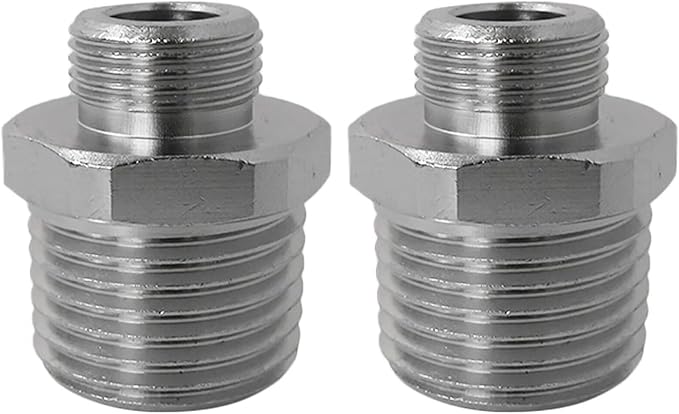 Leak-Proof Faucet Adapter 1/2 to 3/8 Inch Male, Solid Brass Construction with Rubber Washer for Drinkable Water Safe Plumbing Connections, 2 Pack