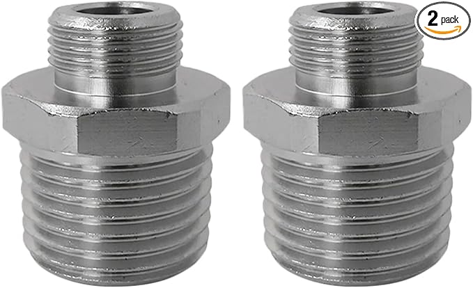 Xspeedonline 2-Pack Reducer Faucet Adapter - Compression Brass Pipe Fitting, 3/8 Male to 1/2 Male Supply Line Adapter Compatible for RV Kitchen Plumbing, Water Hose Pipe Connector with Rubber Washer