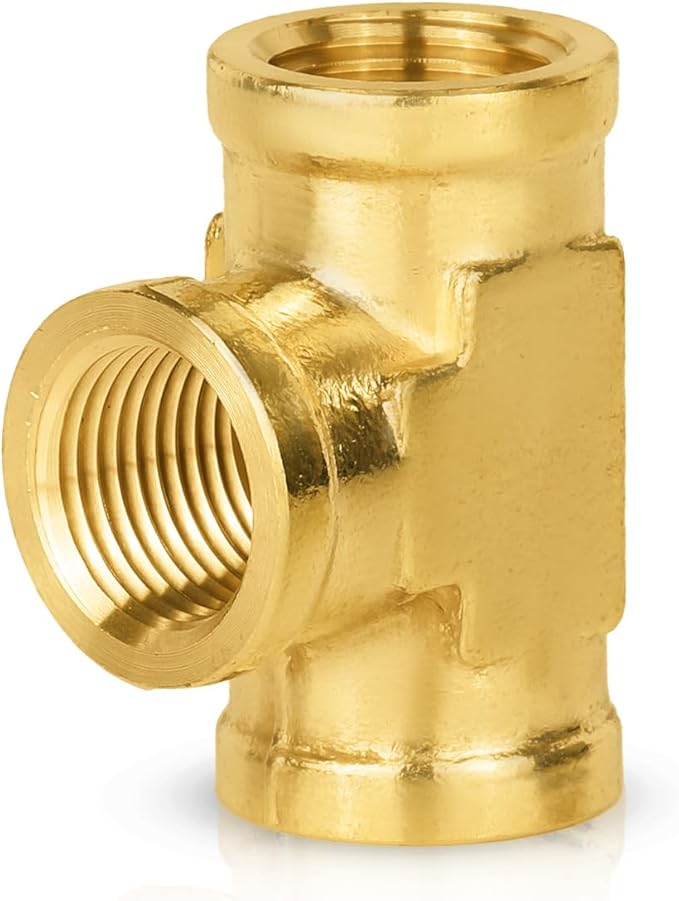 100-PCs HeSun Brass Pipe Fitting, 3/8" x 3/8" x 3/8" NPT Female Thread Tee