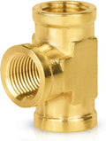 100-PCs HeSun Brass Pipe Fitting, 3/8" x 3/8" x 3/8" NPT Female Thread Tee