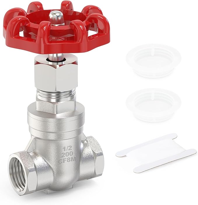 TAISHER 1PCS 304 Stainless Steel Gate Valve, 1/2" NPT Female Rotary Sluice Valve With Wheel Handle, For Water, Oil, Gas
