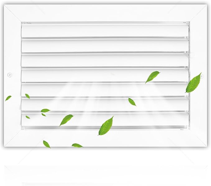 Aluminum 12 x 8 in (Duct Opening) 1-Way Air Duct Register Vent Cover for Ceiling and Wall - Modern HVAC Louver Vent Cover Adjustable – Durable Rustproof Wall Grille – Overall Size 13-5/8 x 9-5/8 Inch