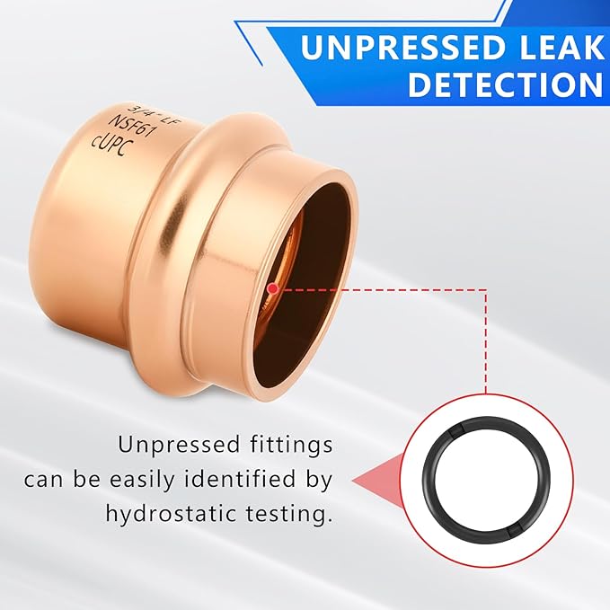 10-Pack YVSKM 3/4" Copper Press Cap, Lead-Free Copper Pipe Fitting End Cap for Press Plumbing Systems, Hot & Cold Water, HVAC & Potable Water Applications