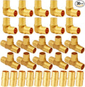 30PCS LF Brass 3/4 Inch PEX Coupling Barb Crimp Pipe Tube Fitting Kit (10PCS Straight + 10PCS Elbow + 10PCS Tee)
